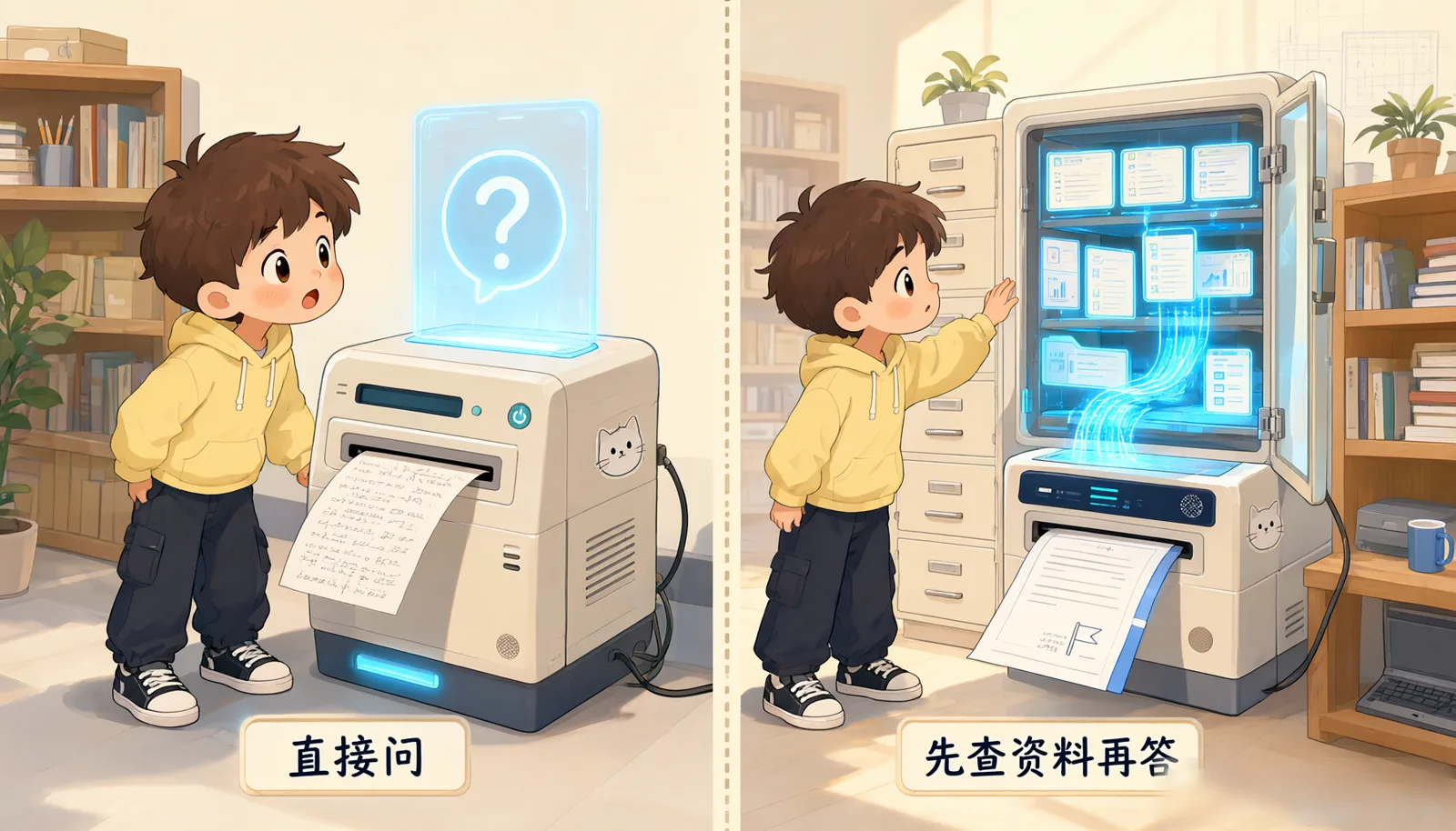 图 1-1 直接问大模型 vs 走知识库