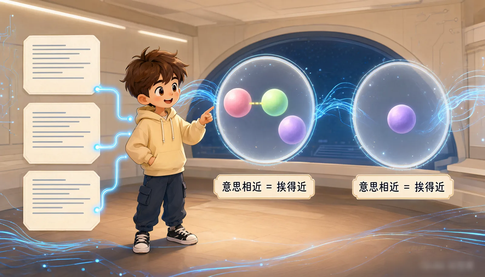 图 1-2 意思相近 = 空间中挨得近