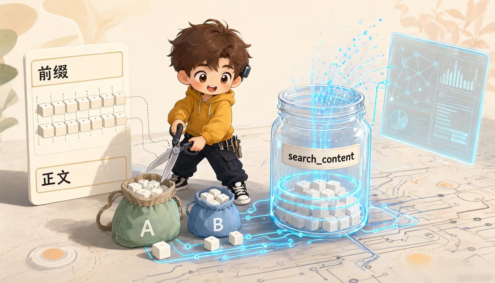 图 2-4 触发器把前缀和正文按 B/A 权重并入 search_content