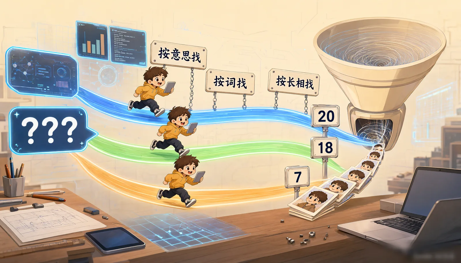 图 6-1 三路并行召回，各带命中数