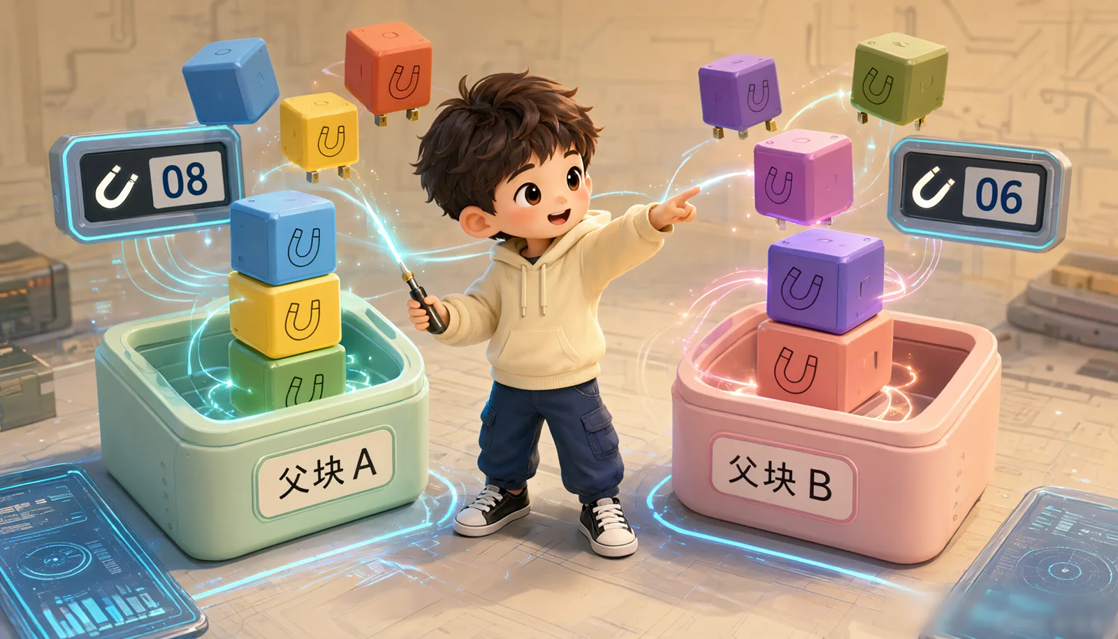 图 7-1 命中子块吸回各自的父块
