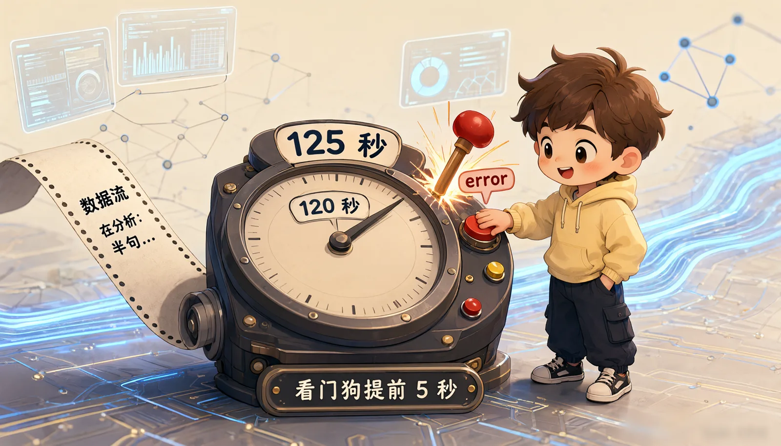 图 8-3 看门狗比流自身超时提前 5 秒触发